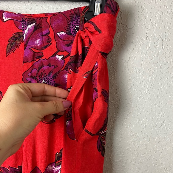 Anthropologie Pants Margo Wide Leg Red Floral Flowy Trousers sz 2 - Picture 4 of 10